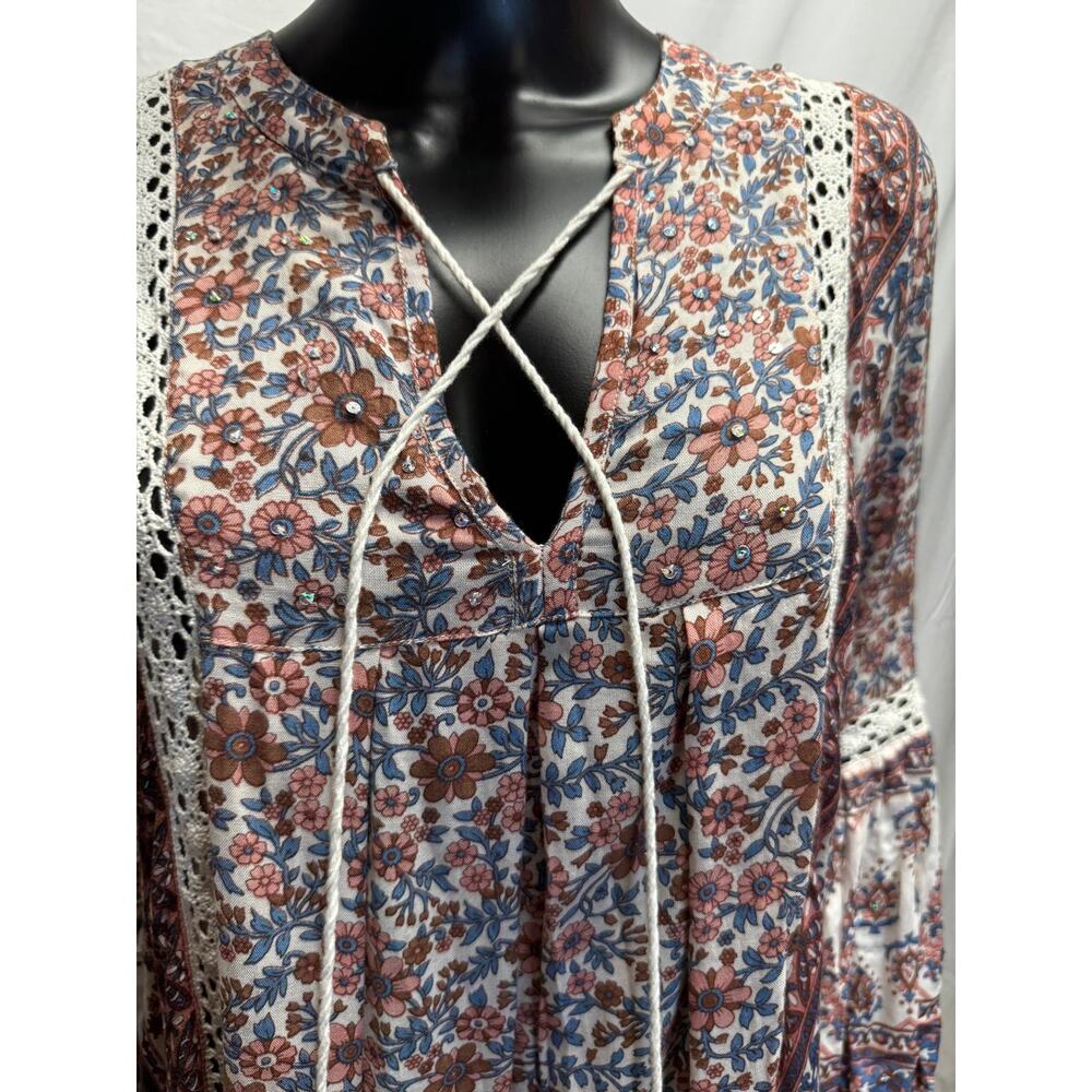 $99 Raga Anthropologie Prairie Dress Long Sleeves Sequins XS NWT - Picture 4 of 7
